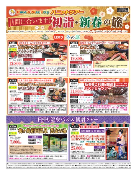 ハニットツアー【2025年12月18日発行】初詣・新春の旅