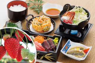 焼津旨いもん御膳の昼食といちご狩り